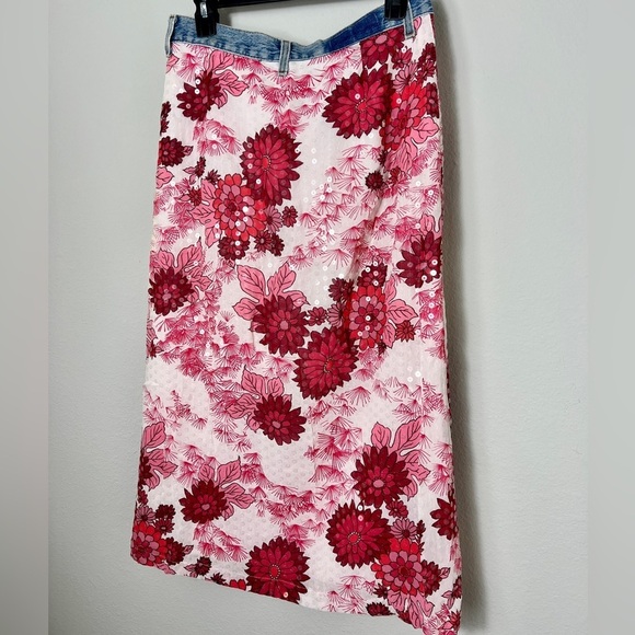 EUC VTG Anthropologie RUTH Sequins Denim Skirt Sz M - Picture 12 of 12